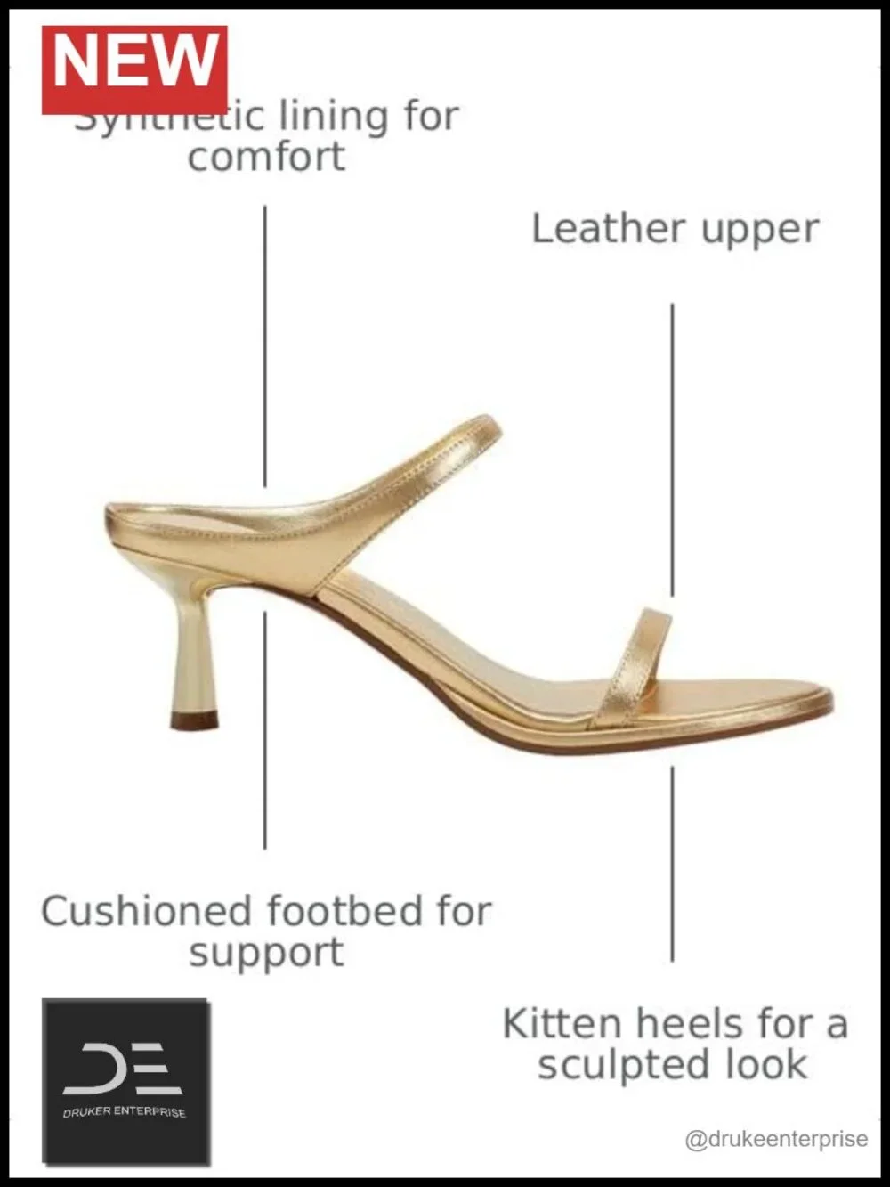 Leather Kitten Heel Slingback Sandals Slip-On Slide Heels